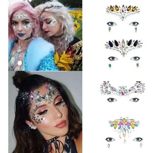 Acrylic Face Crystal Rhinestone stickers Adhesive Gems Temporary Face jewels sticker Decoration for Festive Party Eye Makeup