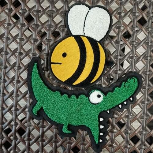 Garment accessory large embroidery big crocodile bee animal cartoon patches for clothing PA-606