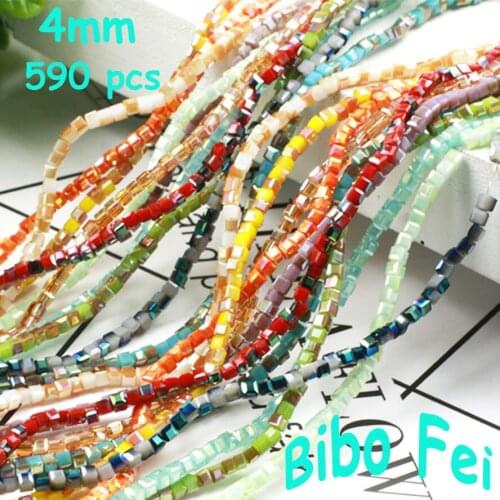 Free shipping multi color 4mm 590PCS Glass Czech crystal beads,Square crystal beads, bracelet necklace Jewelry Making