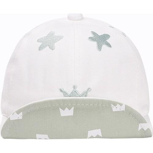 Baseball cap children cute hats Pure cotton cute crown embroidered soft brim cap with sun shade and sunscreen baby hat