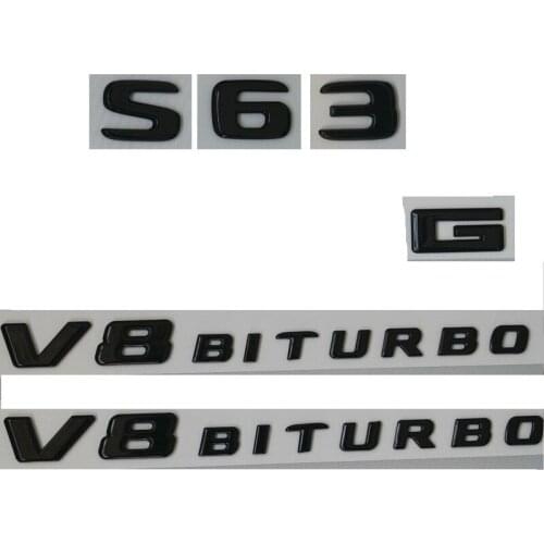 Gloss Black Letters S63 FOR A M G V8 BITURBO Badges Emblems W222