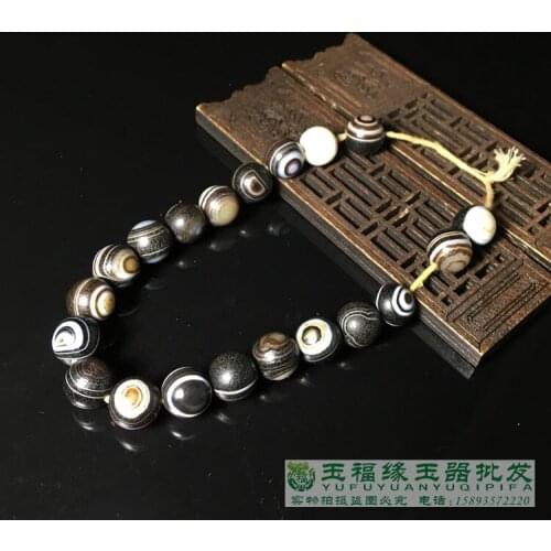 100% real old agate bracelet with natural texture dzi jade bracelets bangles12mm beads jadeite jade jewelry christmas bracelet