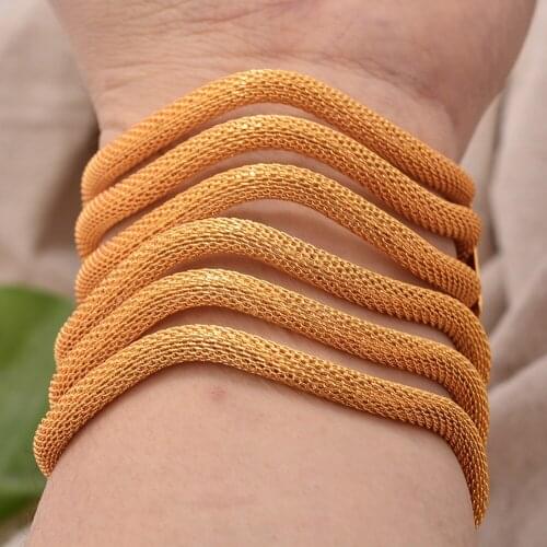 2Pcs/lot Gold Color Bangles For Women Dubai Bride Wedding Cuff Bracelet Africa Bangles Jewelry Gold Charm Bracelet party gifts