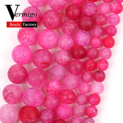 Natural Frost Matte Rose Red Dragon Veins Agates Stone Round Beads for Jewelry Making 6/8/10mm Spacer Loose Beads diy Bracelets