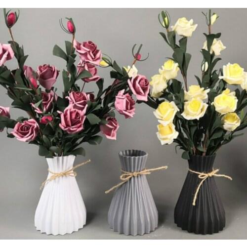 Flower Vase Decoration Home Plastic Vase Imitation Ceramic Flower Pot Flower Basket Arrangement Nordic Decoration Ornament