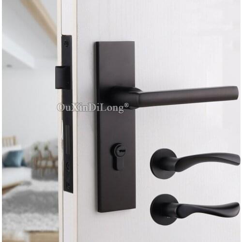 Elegant European Mute Mortise Door Lock Set Interior Solid Wooden Living Room Bedroom Bathroom Silent Door Lock With Key/No Key