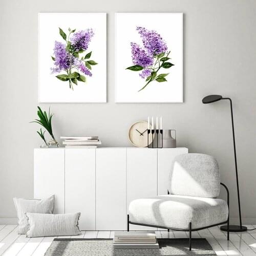 Violet Lilac Poster and Print Abstract Purple Botanical Wall Art Nordic Style Canvas Painting Picture for Living Room Home Decor