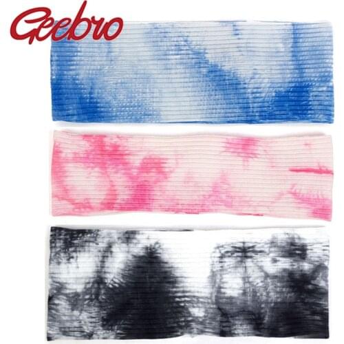 Geebro Women Casual Ribbed Cotton headbands Multi-color tie-dye Elastic Hairbands For Ladies Flat knit Headwear Hair Accessories