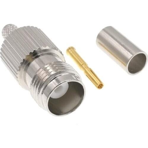 100PCS TNC Female Crimp RF Connector For RG58 RG400 RG142 Cable