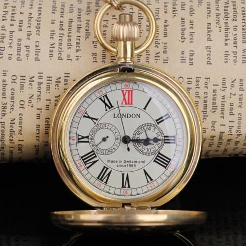 Hot Salling High Quality Golden Hand Wind Mechanical Pocket Watch Roman Number Dial Pendant Chain Fob Watch PJX009