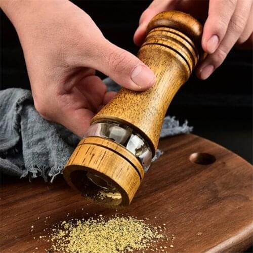 6 inch Salt and Pepper Grinder Solid Wood Spice Pepper Mill with Strong Adjustable Ceramic Grinder Kitchen Cooking Tools