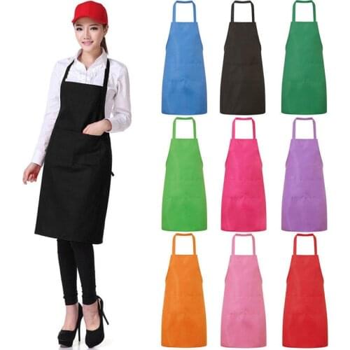 1pc Pure Color Kitchen Apron Barista Chef BBQ Cooking Apron Reusable Hairdresser Aprons Anti-Dirty Overalls Kitchen Accessories