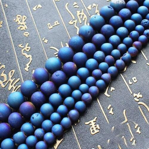 Wholesale Blue Plating agates, Smile agates Round Beads15",For DIYJewelry making!We provide mixed wholesale for all items