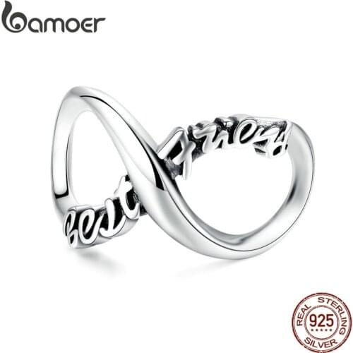 Bamoer Infinity Love Charm Silver 925 Original Bracelet Bangle 925 Stelring Silver Best Friend Gifts Fine Jewelry SCC1344
