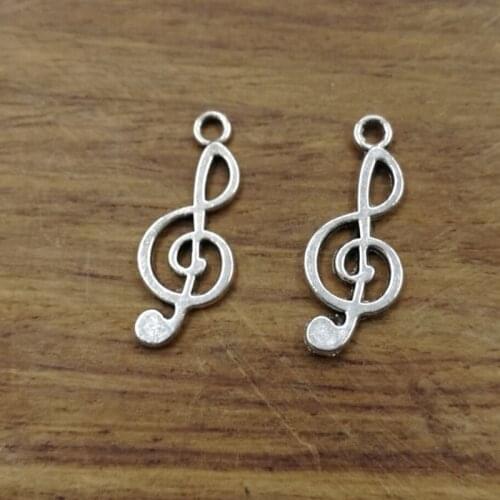 20pcs Charms musical note 24x10mm Tibetan Silver Plated Pendants Antique Jewelry Making DIY Handmade Craft