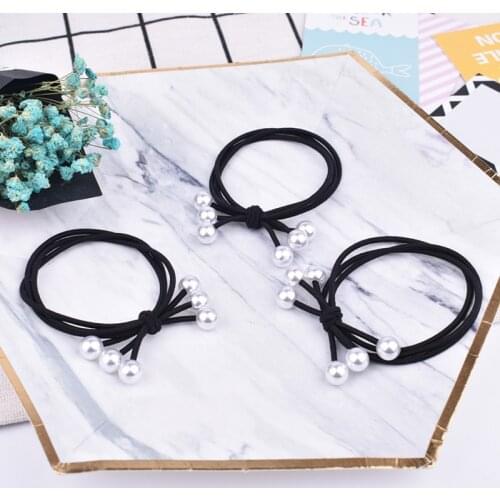 4pcs/lot Women Hair Accessories flowers Beads Headbands Ponytail Holder Girls Scrunchies Elastic Hair Bands Rubber Rope Headdre
