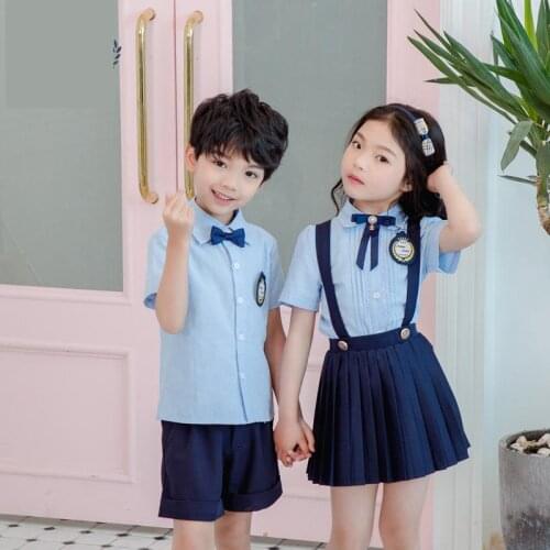 Shirt+short Children School Uniform For Girls Dress Student Class Clothes Matching Outfits Boys Wedding Choir Party Costumes Set