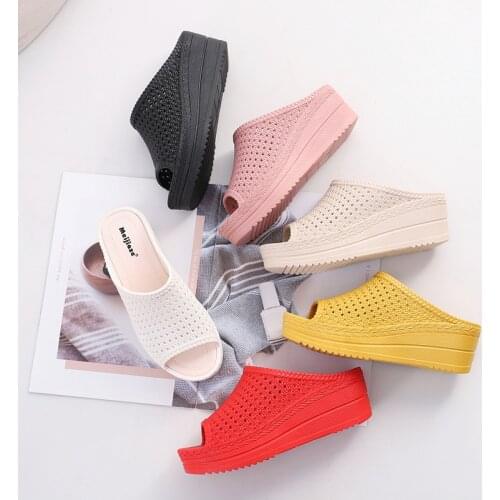 Sandals Woman 2021 New Slope Heel Platform Slippers Women Summer Leisure Beach Sponge Cake With High Heel Slippers