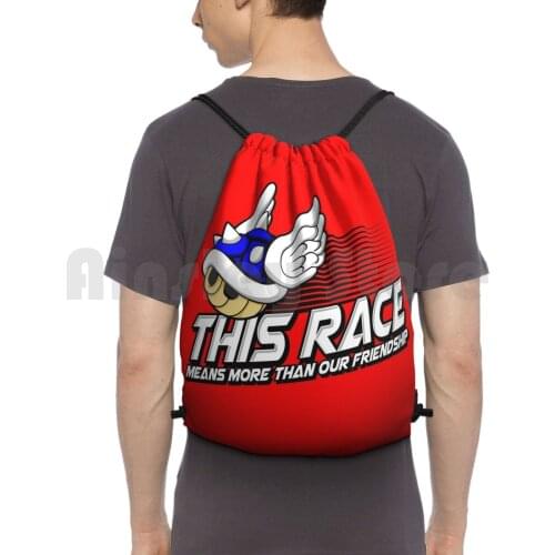 Blue Shell Betrayal Backpack Drawstring Bag Riding Climbing Gym Bag Super Kart Video Games Nintendo Blue Shell Switch 64