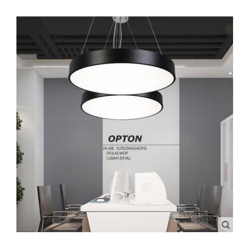 Modern minimalist LED office chandelier studio supermarket shop Internet cafe lighting round industrial wind hanging lamps