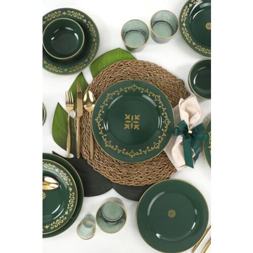 Riva Yesil Gold Dinnerware 24 Pieces For 6 Persons