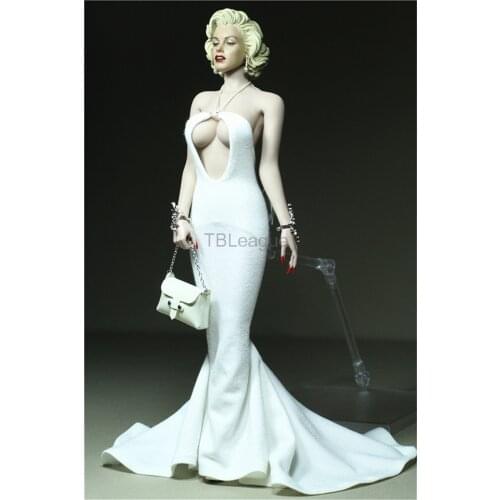 Tbleague 1/6 Scale White Fishtail Skirt Sexy Marilyn Monroe Female Dress for 12in Action Figure Collection Toys