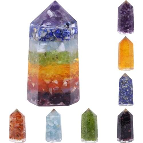 TUMBEELLUWA 2 inches Healing Crystal Wand Point 6 Faceted Prism Reiki Chakra Stones for Meditation Therapy Figurine Specimen