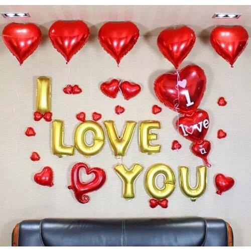 Creative I Love U Heart Aluminium Foil Balloon Birthday Valentines Day Wedding Decoration Balloons Birthday Party Decorations