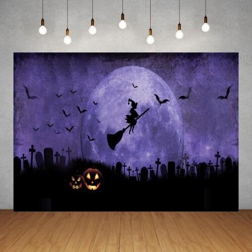 Halloween Evening Moon Evil Pumpkins Vinyl Photography Backgrounds for Photo Studio Children Portrait Party Backdrops Photophone