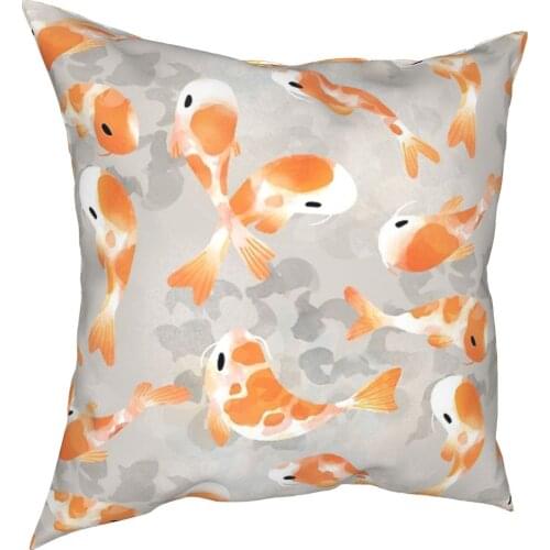 Japanese Koi Fish Pillow Cover Home Decorative Pond Carp Water Cushion Cover Throw Pillow for Home Double-sided Printing Novelty