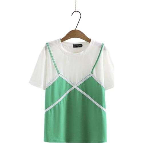 Plus Size XL-4XL Womens Short Sleeve Patchwork Tshirts Oversized Slim Tops Large Size Casual Shirts