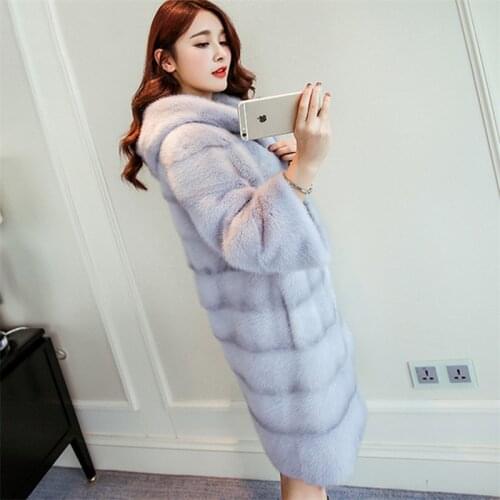 Women Jacket Winter New Faux Fur Coat Hooded Coat Elegant Female Long Fur Coat Women Coat Imitation Mink Fur Jacket