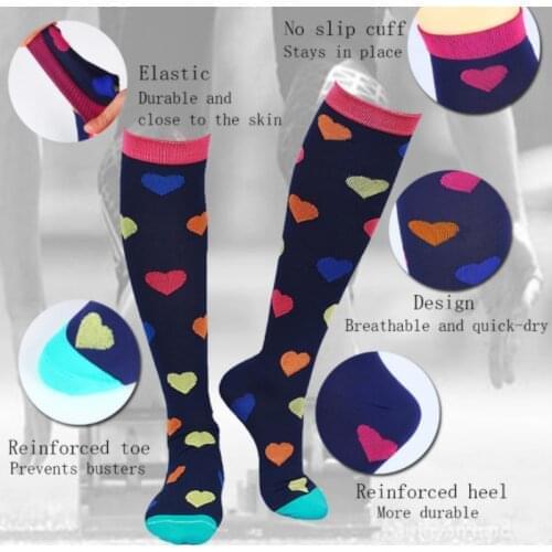 1Pairs Comfortable Pressure Sport Polyester Plain Performance Medical Design Nurse New Compression Socks