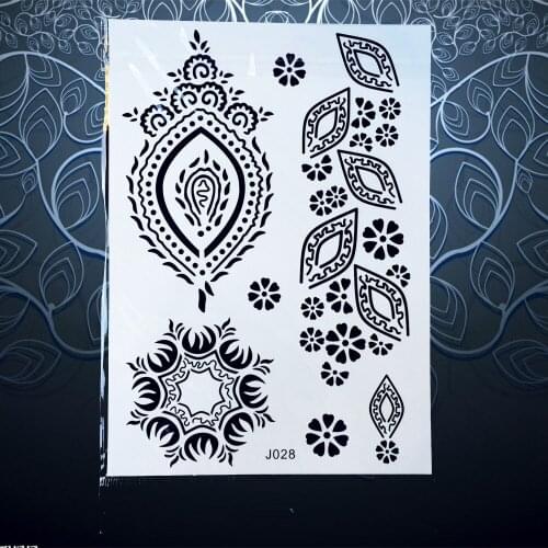 1PC Sexy Black Ink Mehndi Henna Temporary Tattoo Sticker Women Finger Hand Leg Henna Waterproof Flower Design Fake Tattoo PBJ028