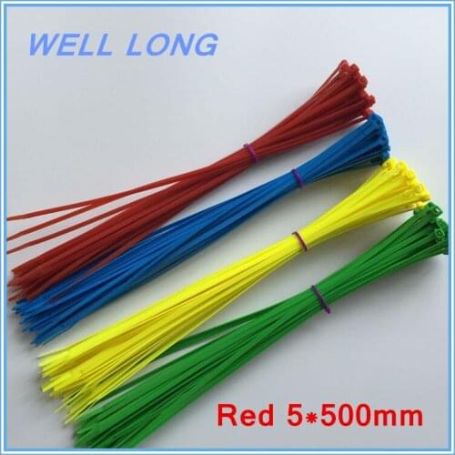 100pcs/lot 5*500mm Red Self-Locking Nylon Wire Cable Zip Ties, Cable Ties