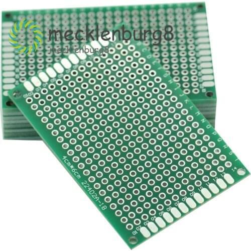 2PCS FR-4 Double Side Prototype PCB 280 Points Hole Tinned Universal Breadboard 4x6cm 40mmx60mm