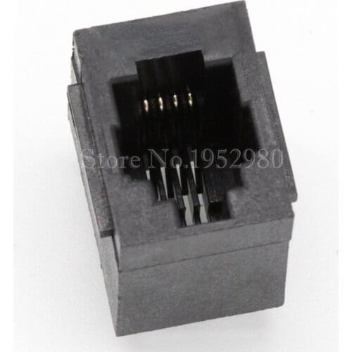 20PCS/LOT RJ11 Network Jack Socket 52A 4P4C Plastic 180 Degree with Brim 16MM High 4 Pins Gold