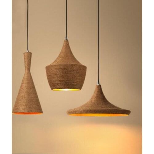 3pcs/lot Modern simple Pendant Lights retro industrial wind restaurant/coffee shop/bar/handmade hemp rope Pendant Lights XU