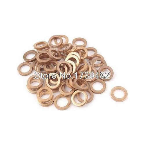 50Pcs 8mmx12mmx2mm Copper Flat Washer Gasket Spacer Seal Ring Fasteners