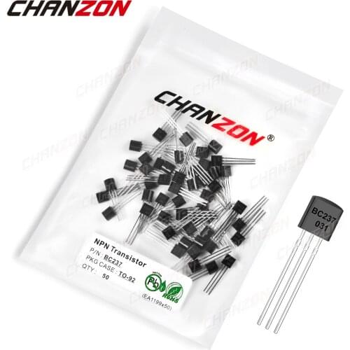 50Pcs BC237 TO-92 NPN Transistor Bipolar Junction BJT Triode Tube Fets 0.1A 45V BC 237 Integrated Circuits
