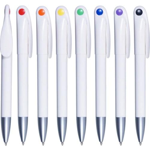 500 pcs/lot promotional pens with print logo plastic white ballpoint pen wholesale