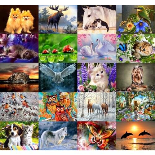 5d Diamond Painting Diy Cartoon Animals Customizable Imitation Cross Stitch Set Home Decoration Products Round Diamond Mosaic