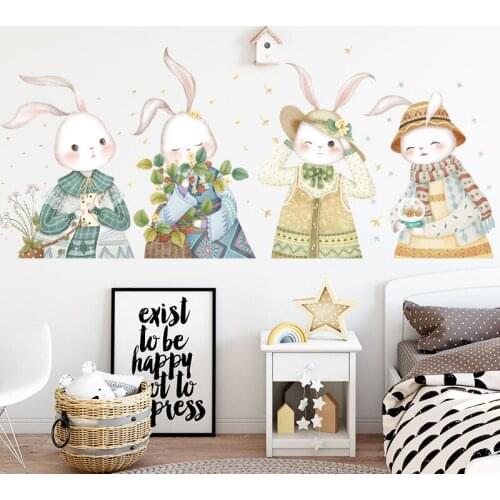 6 Large Hand-Painted Wall Stickers for Bedroom Bedroom Childrens Room Cute Animal Background Sticker DIY Warm Wallpaper