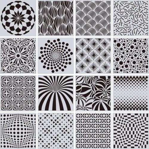 6Inch Geometry Painting Stencils for Painting Wall, Floor,Furniture,Wood,Fabric ,Home Decoration