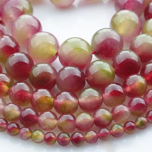 15"(38cm) Strand Round Natural Watermelon Quartz Stone Rocks 4mm 6mm 8mm 10mm 12mm Gemstone Beads for Bracelet Jewelry Making