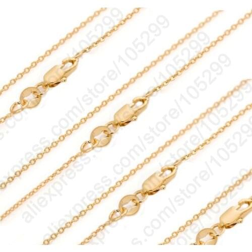 Wholesale 10PCS 28" Solid Yellow Gold Filled Rolo Link Necklace Chains With Lobster Clasps For Pendant Stamped
