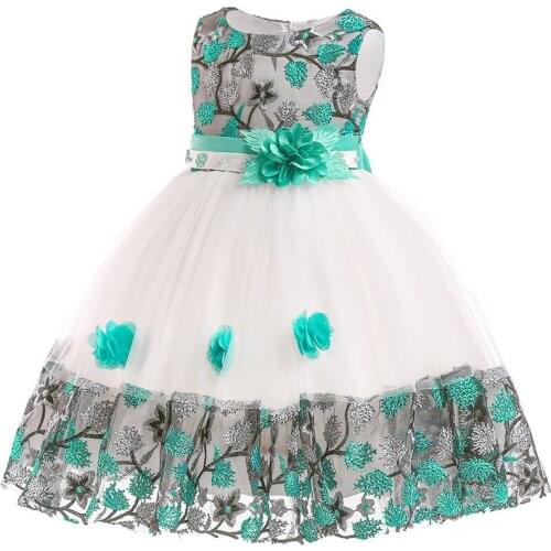 Elegant Girls printed sleeveness Dresses Silk chiffon Christmas Dress girls Wedding Party Dress For Childrens Princess Dresses