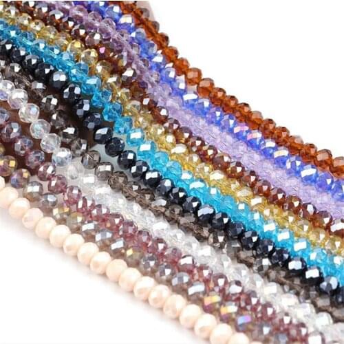 A+ Glass 2 3 4mm Rondell Austria Faceted Crystal Beads Round Glass Beads Loose Spacer Beads for Jewelry Making DIY Free Shipping