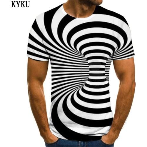 3d Tshirt Hypnosis T-shirt Men Dizziness Tshirts Casual Black And White Shirt Print Mens Clothing Punk Rock Casual Tops