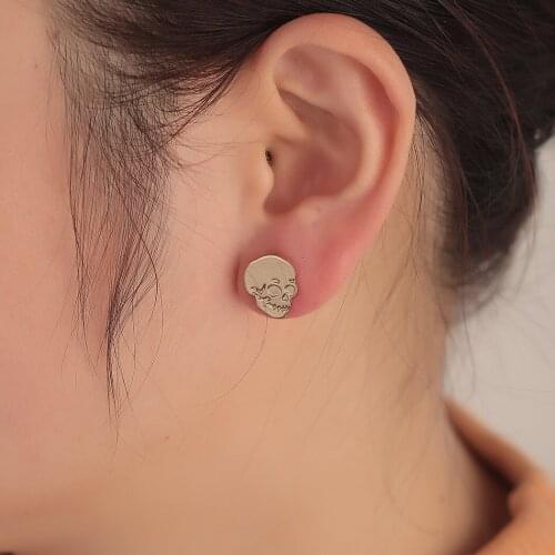 Gothic Skeleton Stud Earrings for Girls Women Tropical Skull Pendiente Simple Hellowen Brincos Punk Hiptop Jewelry Gift